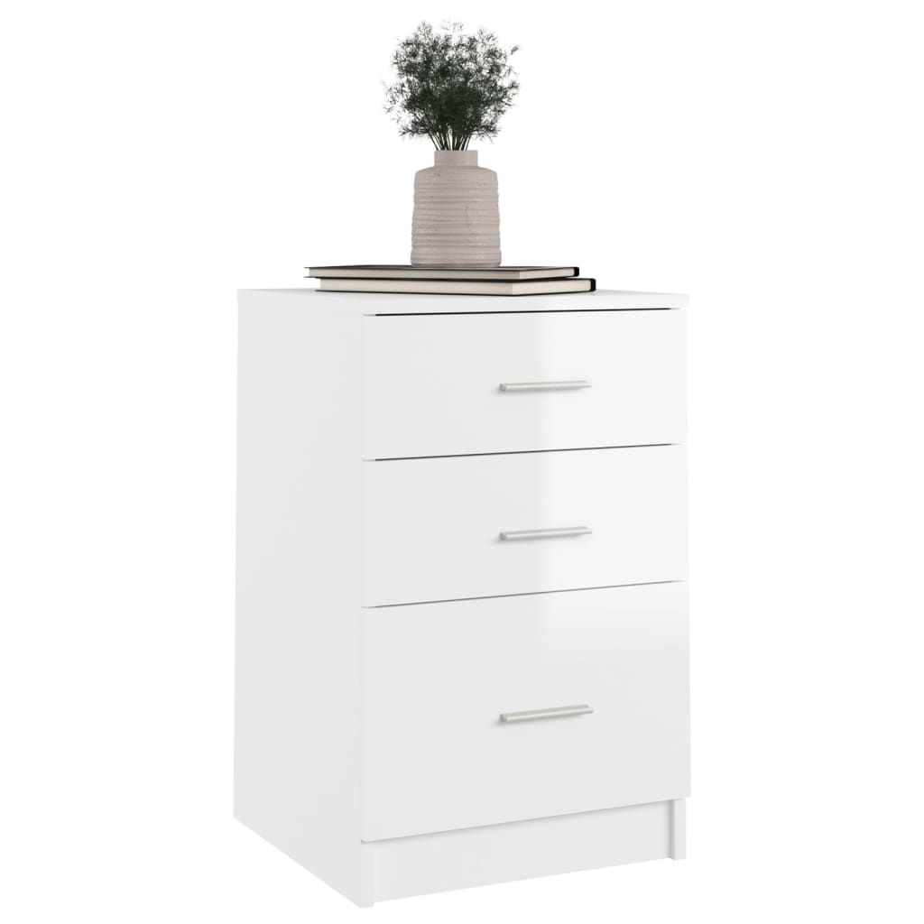 Bed Cabinet High Gloss White 40x40x63 cm Engineered Wood - Newstart Furniture