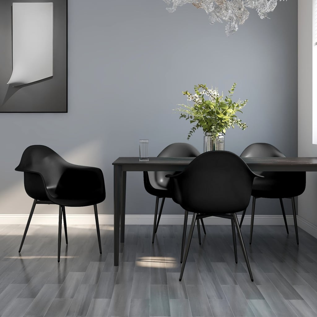 Dining Chairs 4 pcs Black PP - Newstart Furniture