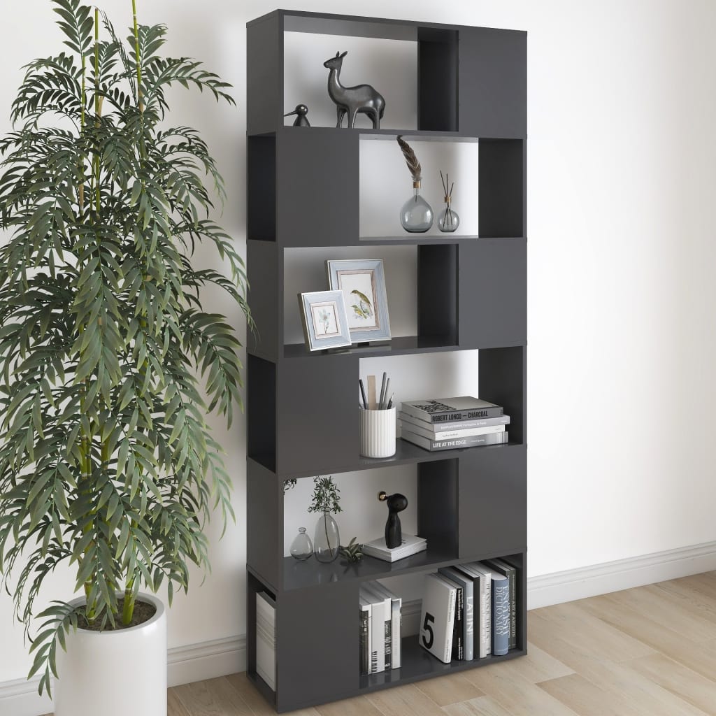 Book Cabinet Room Divider Grey 80x24x186 cm Engineered Wood - Newstart Furniture