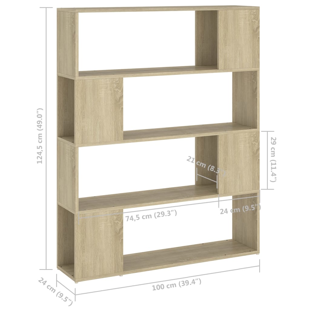 Book Cabinet Room Divider Sonoma Oak 100x24x124 cm - Newstart Furniture