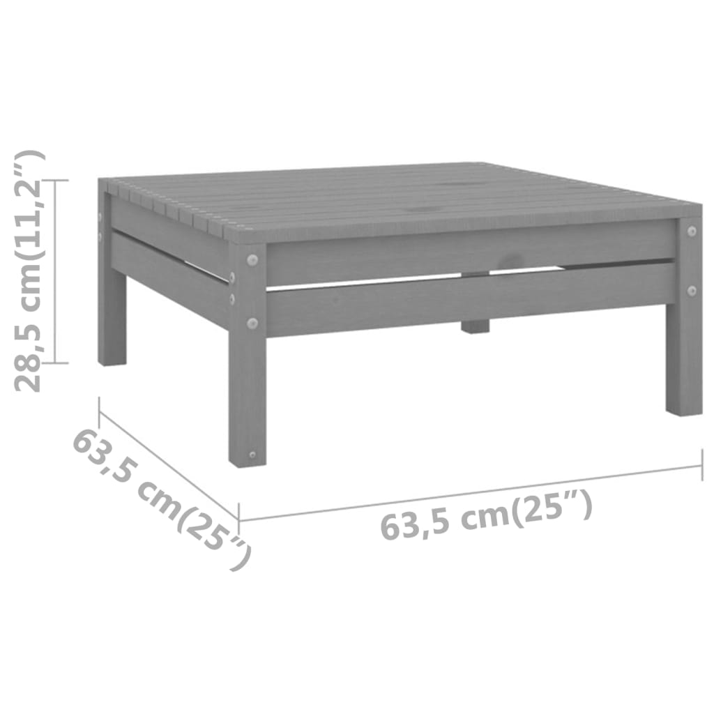 Garden Footstool Grey Solid Pinewood - Newstart Furniture