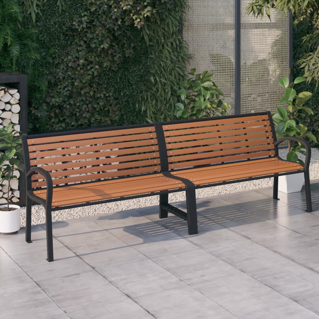 Twin Garden Bench 251 cm Steel and WPC - Newstart Furniture