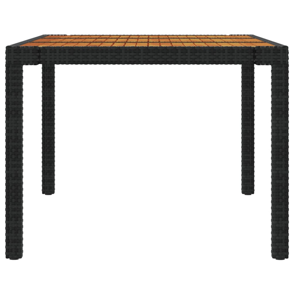 Garden Table 190x90x75 cm Poly Rattan and Acacia Wood Black - Newstart Furniture