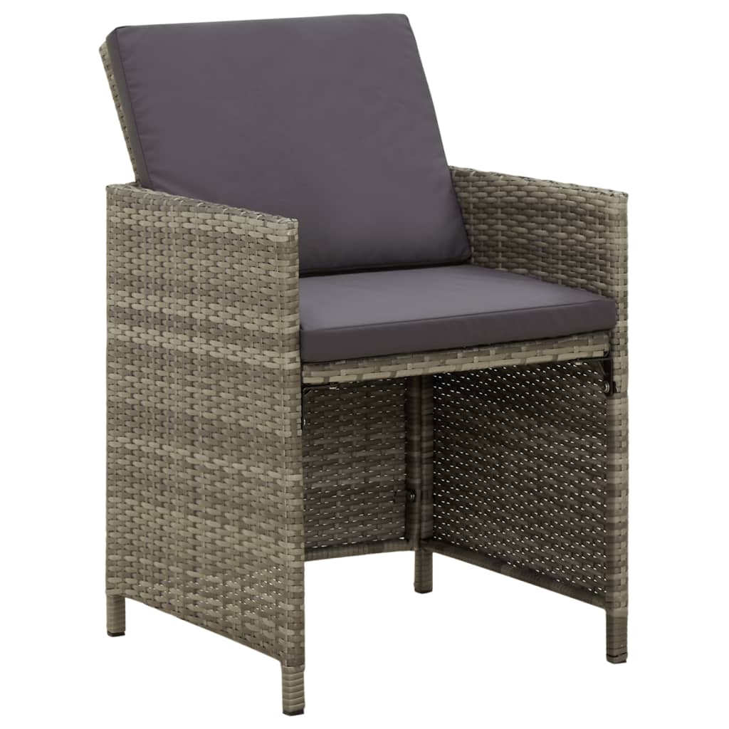 Garden Chairs with Cushions 4 pcs Poly Rattan Grey - Newstart Furniture