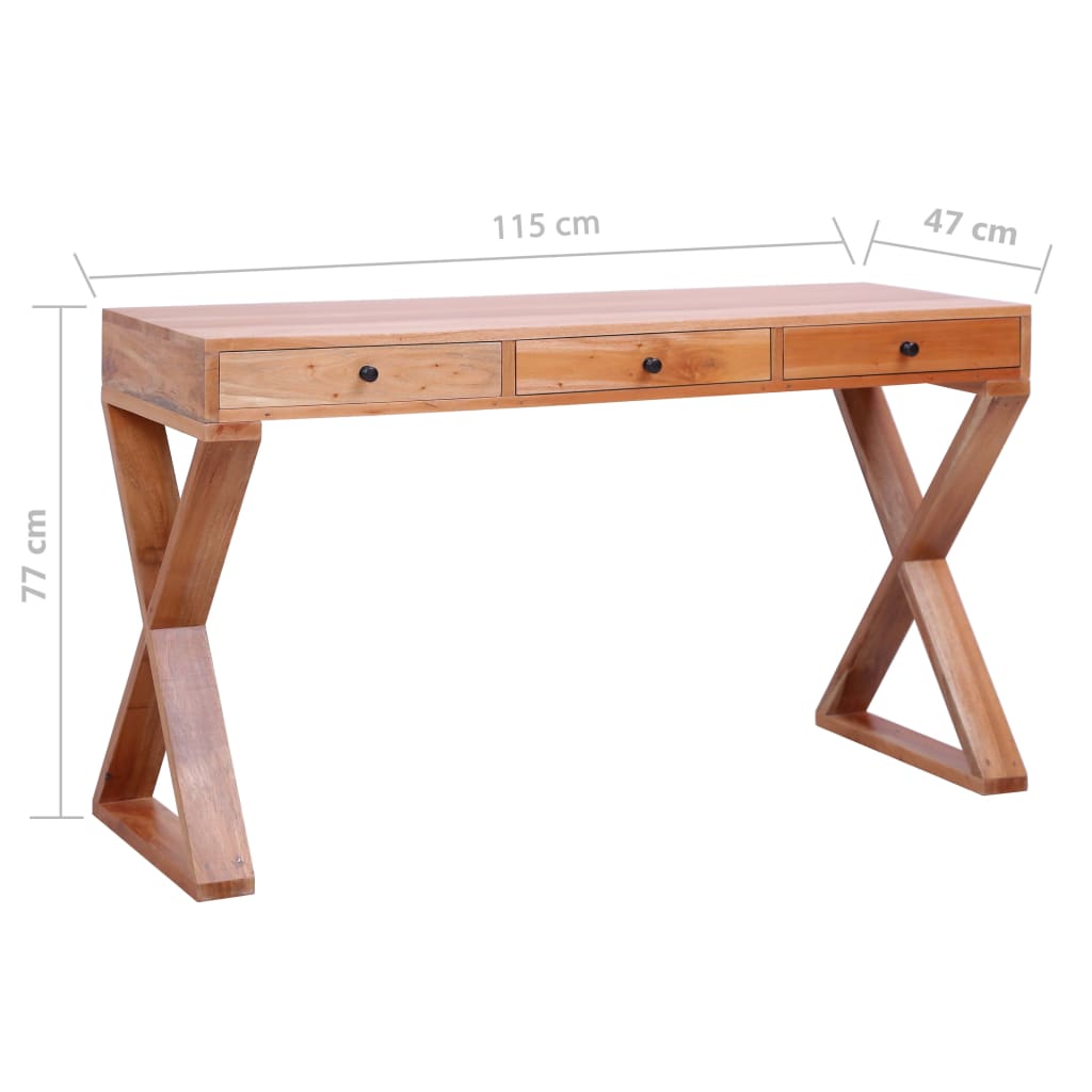 Computer Desk Natural 115x47x77 cm Solid Mahogany Wood - Newstart Furniture