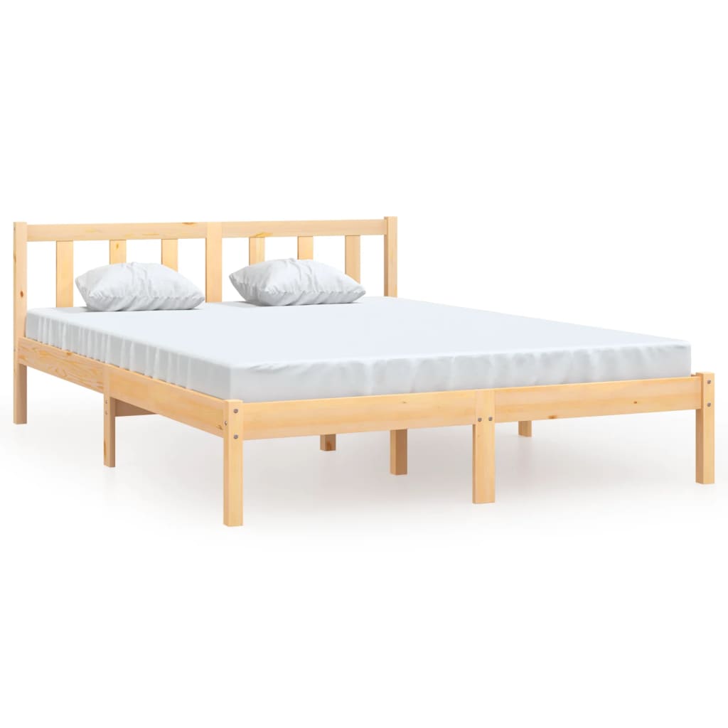 Bed Frame Solid Wood Pine 137x187 cm Double Size