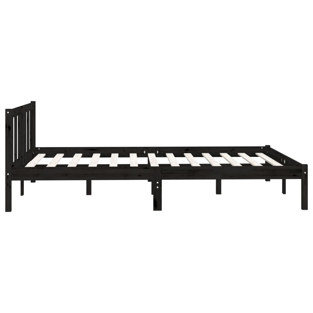 Bed Frame Black Solid Wood Pine 153x203 cm Queen Size - Newstart Furniture
