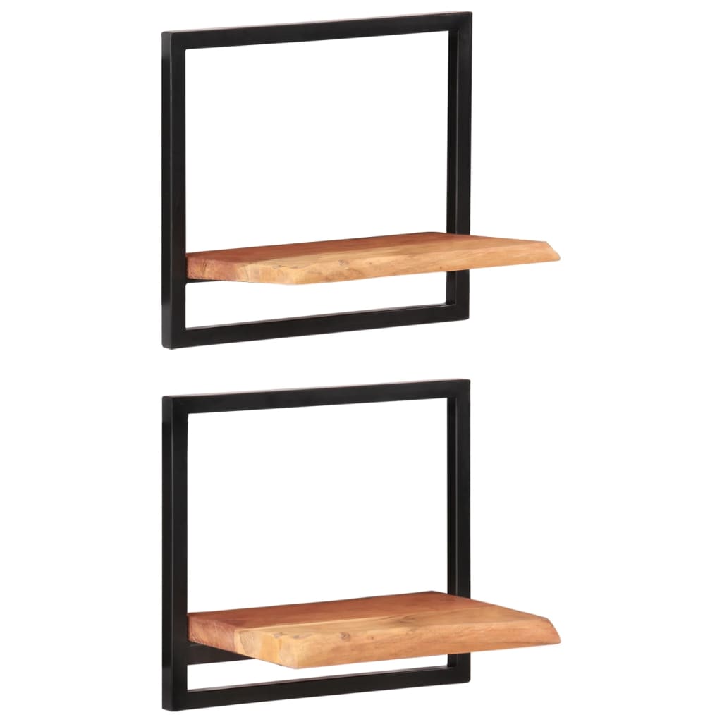 Wall Shelves 2 pcs 40x24x35 cm Solid Wood Acacia and Steel - Newstart Furniture