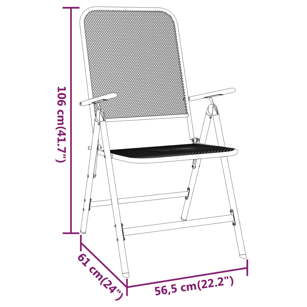 Folding Garden Chairs 2 pcs Expanded Metal Mesh Anthracite - Newstart Furniture