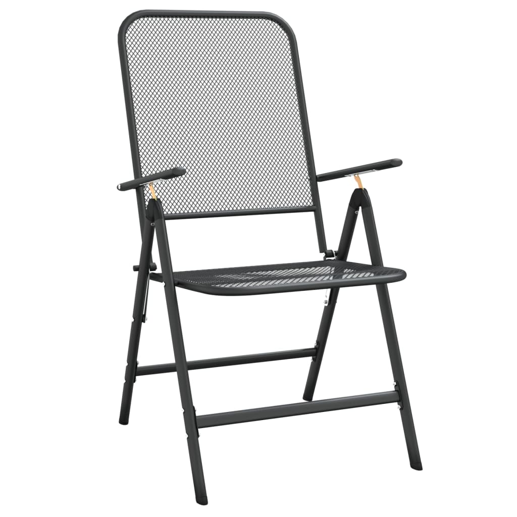 Folding Garden Chairs 4 pcs Expanded Metal Mesh Anthracite - Newstart Furniture