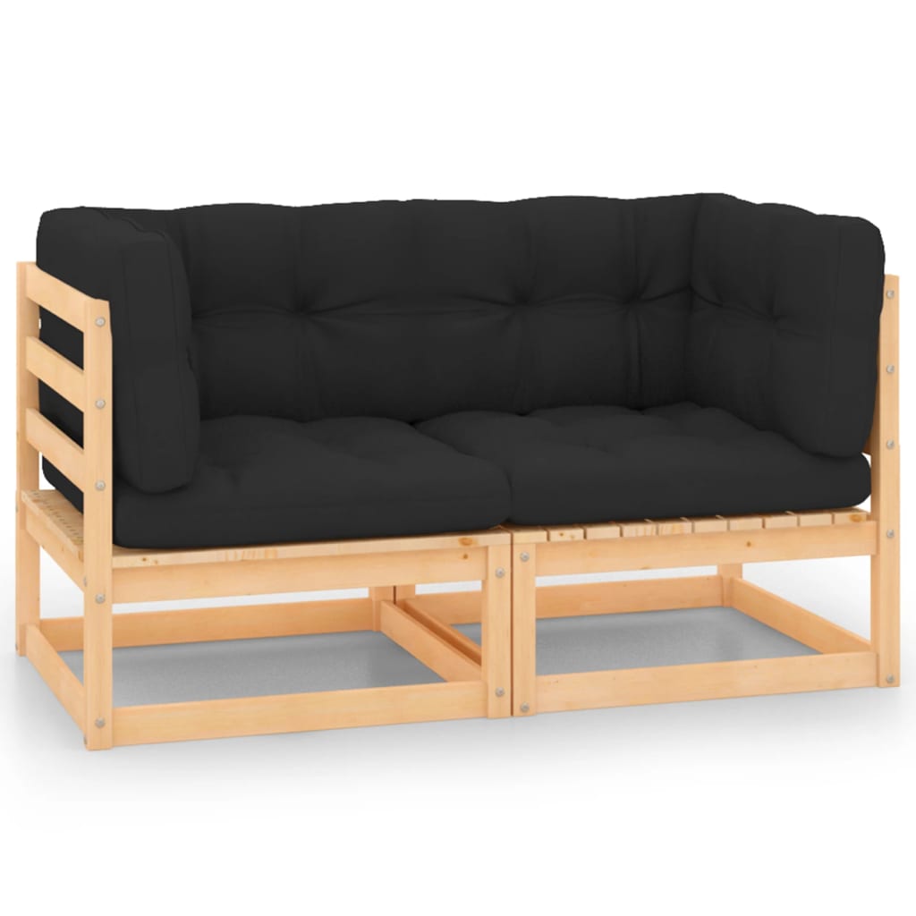 Garden Corner Sofas with Cushions 2 pcs Solid Wood Pine - Newstart Furniture