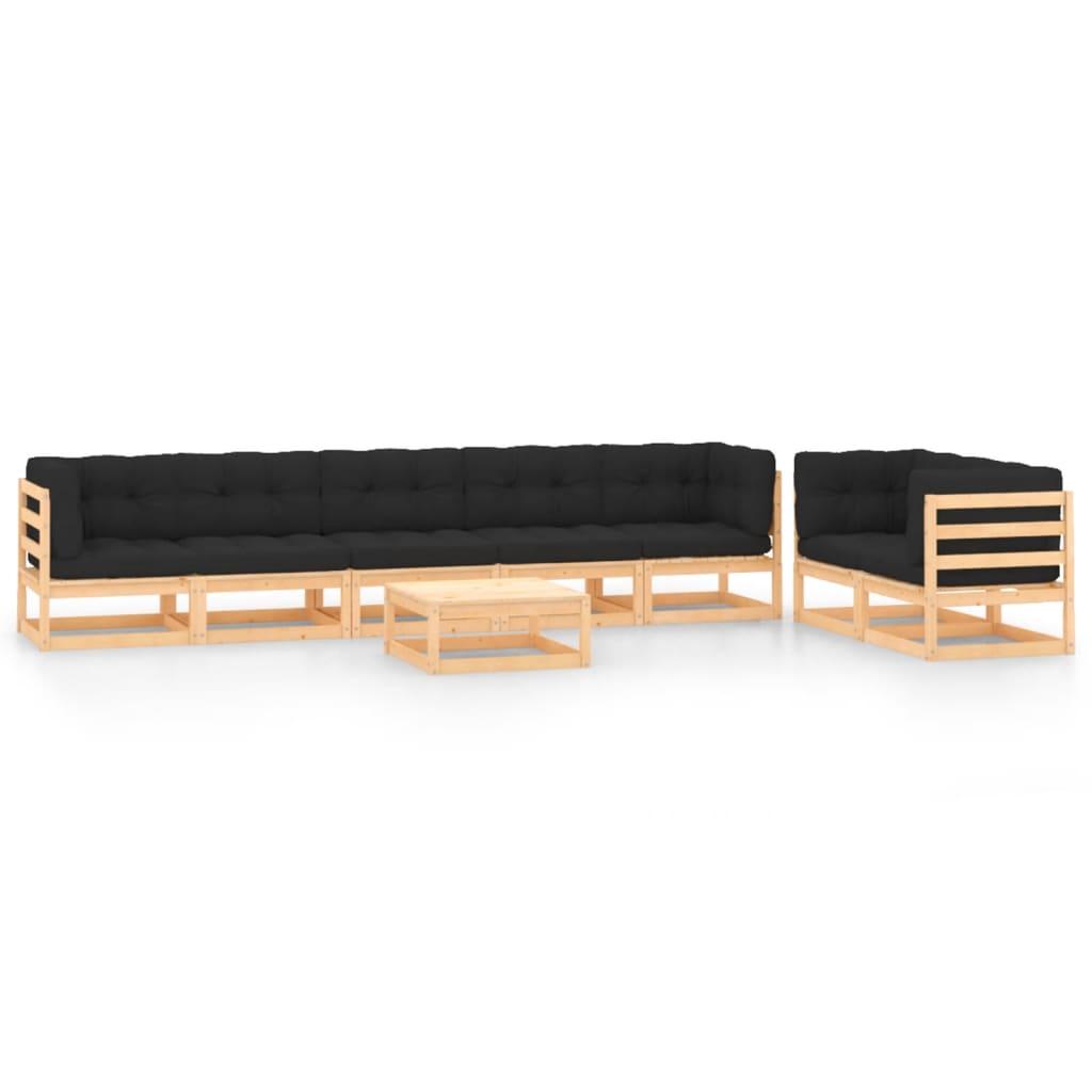 8 Piece Garden Lounge Set with Anthracite Cushions Pinewood - Newstart Furniture