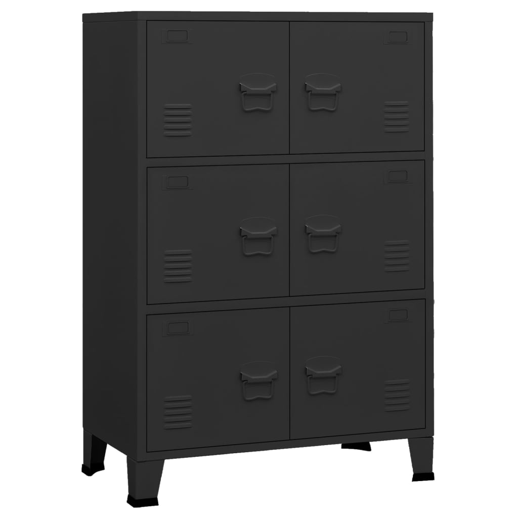 Industrial Storage Chest Black 75x40x115 cm Metal - Newstart Furniture