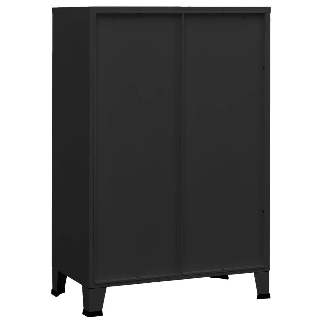 Industrial Storage Chest Black 75x40x115 cm Metal - Newstart Furniture