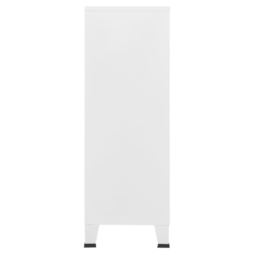 Industrial Storage Chest White 75x40x115 cm Metal - Newstart Furniture