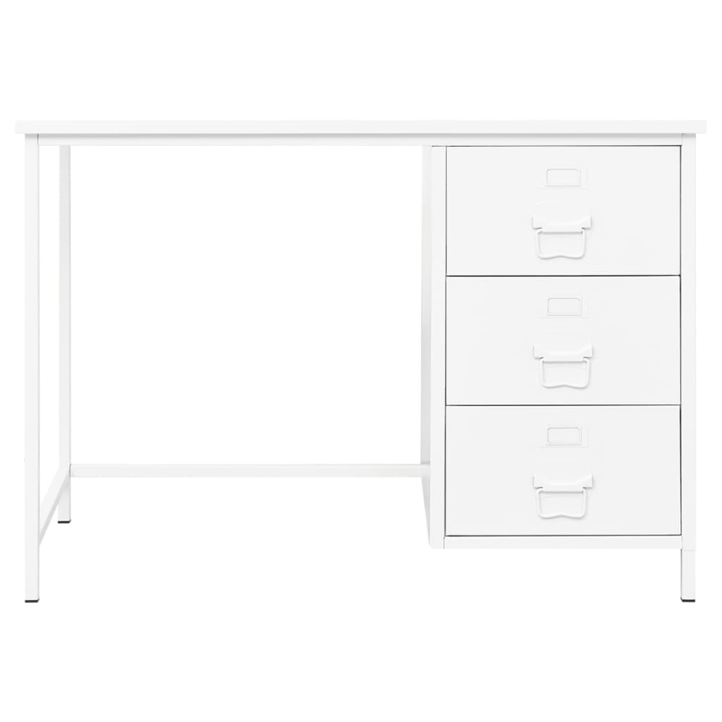 Industrial Desk with Drawers White 105x52x75 cm Steel - Newstart Furniture