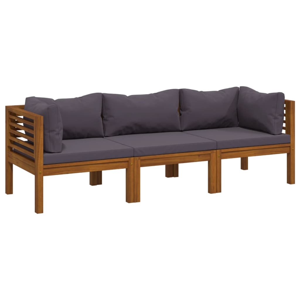 3-Seater Garden Sofa with Cushion Solid Acacia Wood