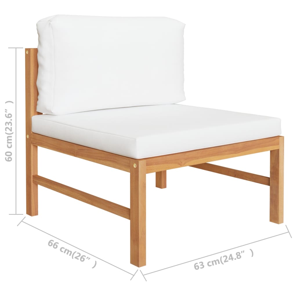 8 Piece Garden Lounge Set with Cream Cushions Solid Teak Wood - Newstart Furniture