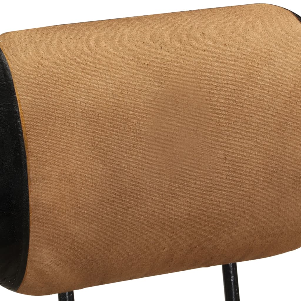 Bar Stools with Canvas Print 2 pcs Brown and Black Real Goat Leather - Newstart Furniture