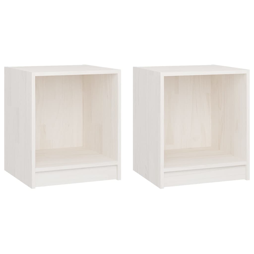 Bedside Cabinets 2 pcs White 35.5x33.5x41.5 cm Solid Pinewood - Newstart Furniture