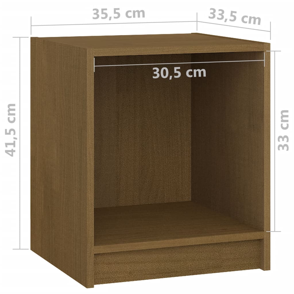 Bedside Cabinets 2 pcs Honey Brown 35.5x33.5x41.5 cm Solid Pinewood - Newstart Furniture