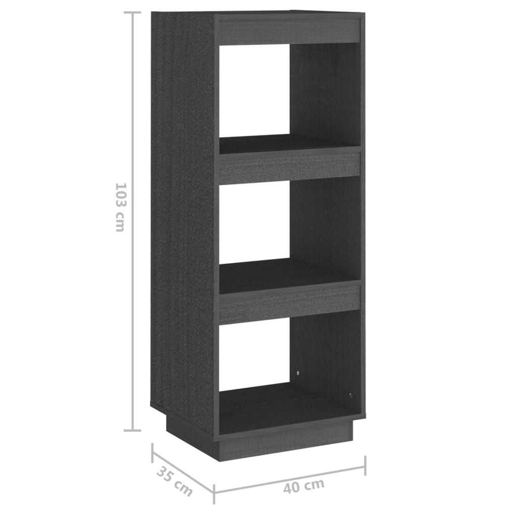 Book Cabinet/Room Divider Grey 40x35x103 cm Solid Pinewood - Newstart Furniture