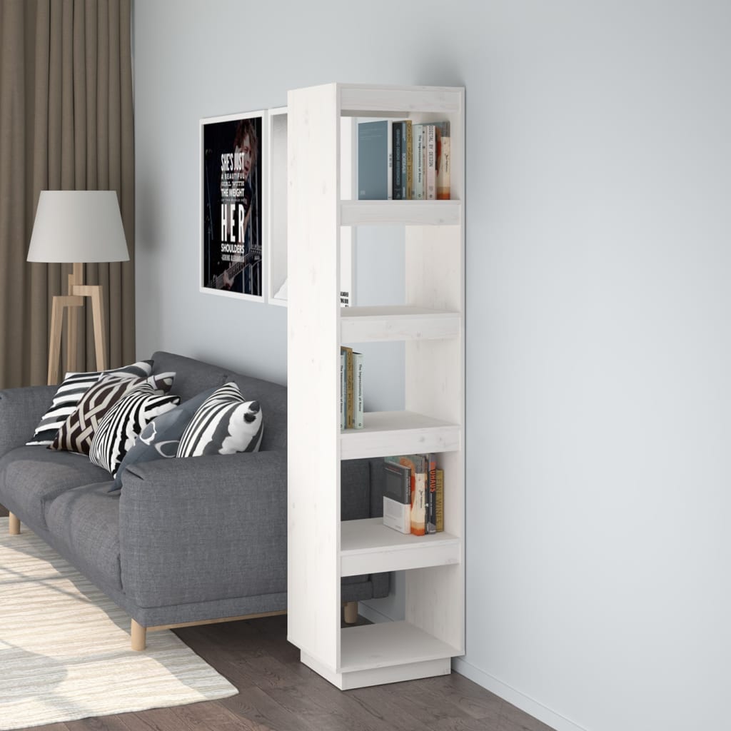 Book Cabinet/Room Divider White 40x35x167 cm Solid Wood Pine - Newstart Furniture