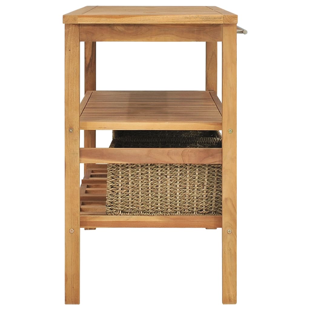 Bathroom Vanity Cabinet with 3 Baskets Solid Wood Teak 132x45x75 cm - Newstart Furniture