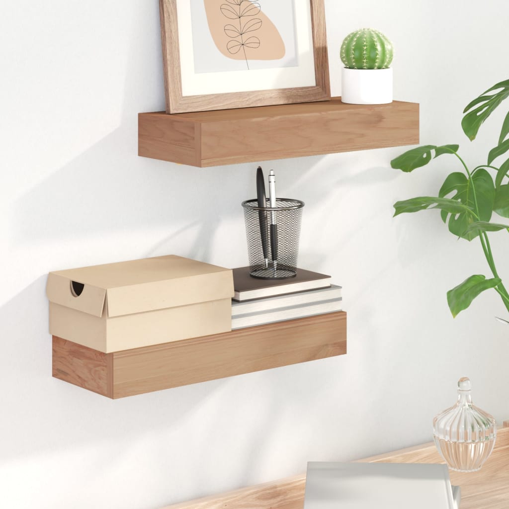 Wall Shelves 2 pcs 40x15x6 cm Solid Wood Teak - Newstart Furniture