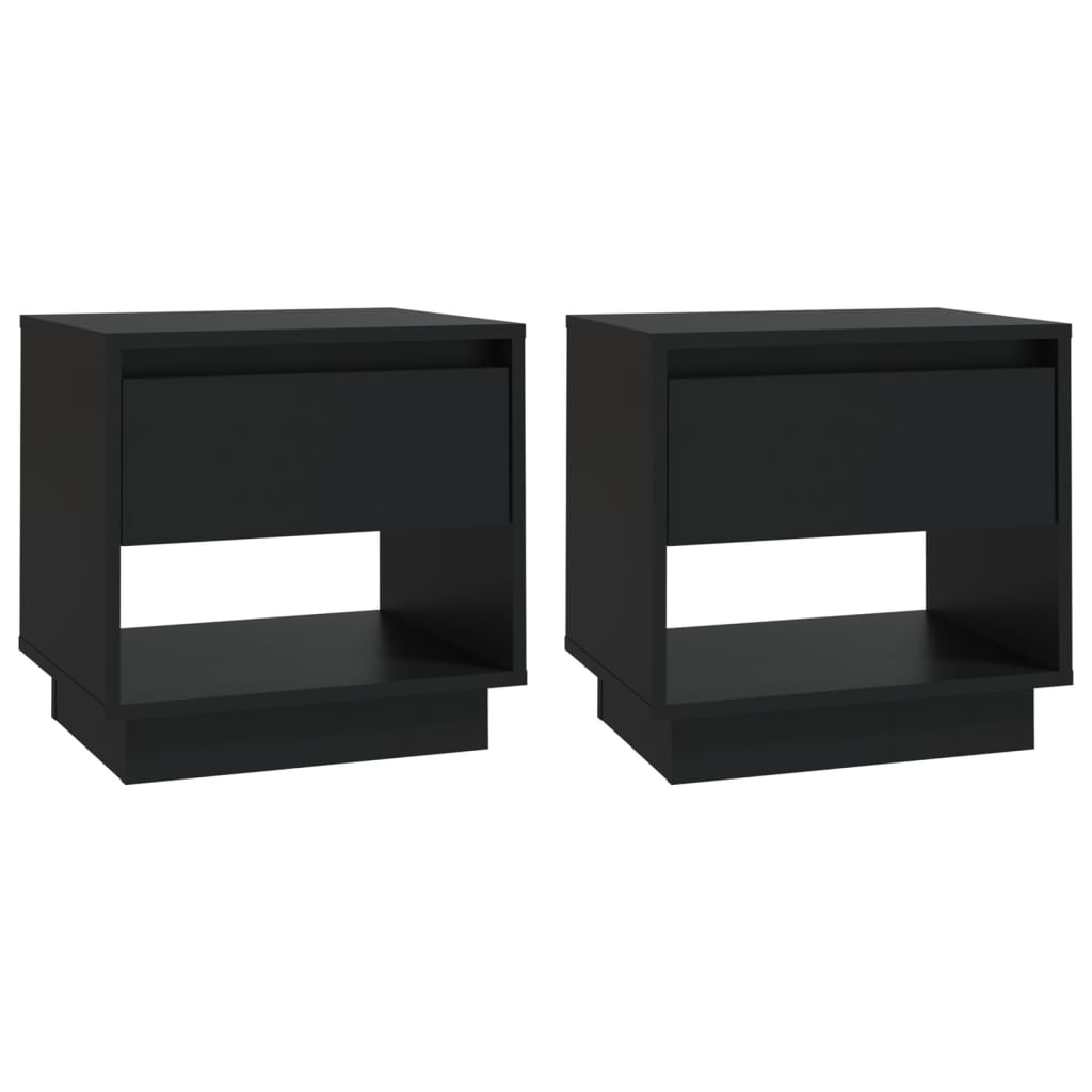 Bedside Cabinets 2 pcs Black 45x34x44 cm Engineered Wood - Newstart Furniture