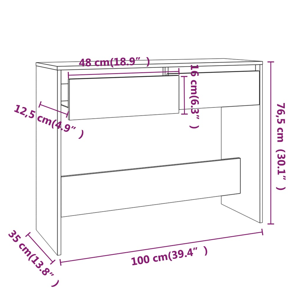 Console Table White 100x35x76.5 cm Engineered Wood - Newstart Furniture