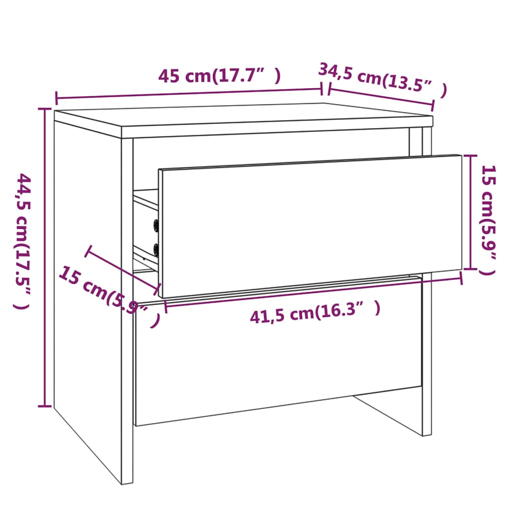 Bedside Cabinets 2 pcs Sonoma Oak 45x34.5x44.5 cm Engineered Wood - Newstart Furniture