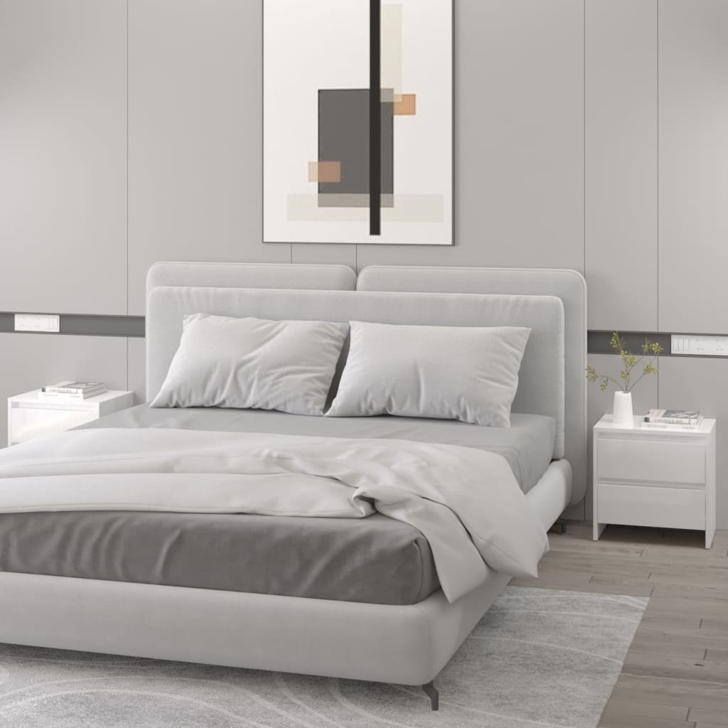 Bedside Cabinets 2 pcs High Gloss White 45x34.5x44.5 cm Engineered Wood - Newstart Furniture