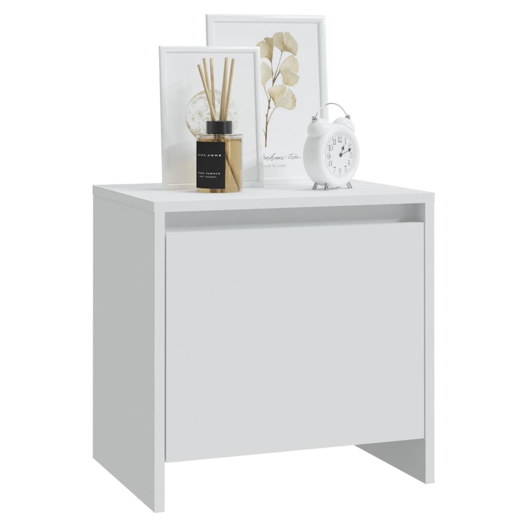 Bedside Cabinet White 45x34x44.5 cm Engineered Wood - Newstart Furniture