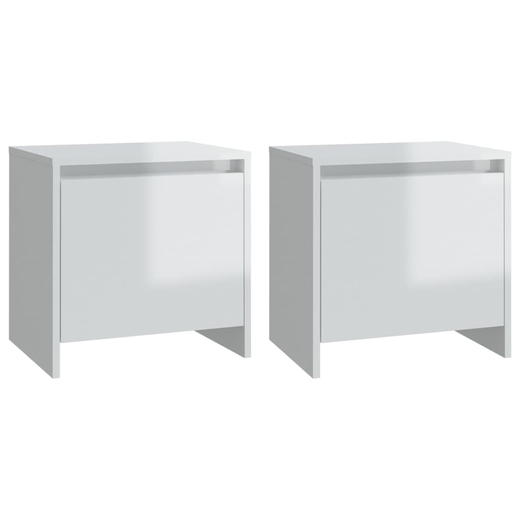 Bedside Cabinets 2 pcs High Gloss White 45x34x44.5 cm Engineered Wood - Newstart Furniture