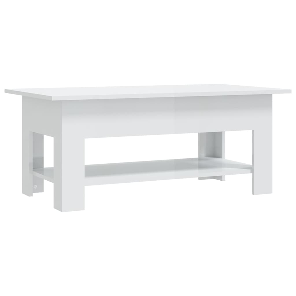 Coffee Table High Gloss White 102x55x42 cm Engineered Wood - Newstart Furniture