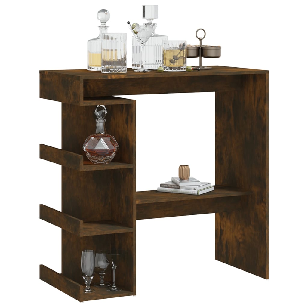 Bar Table with Storage Rack Smoked Oak 100x50x101.5cm Engineered Wood - Newstart Furniture