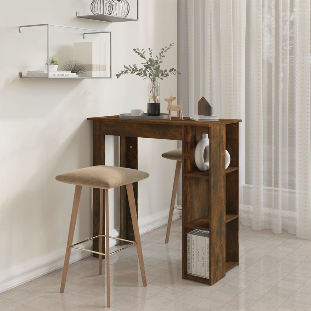 Bar Table with Shelf Smoked Oak 102x50x103.5 cm Engineered Wood - Newstart Furniture