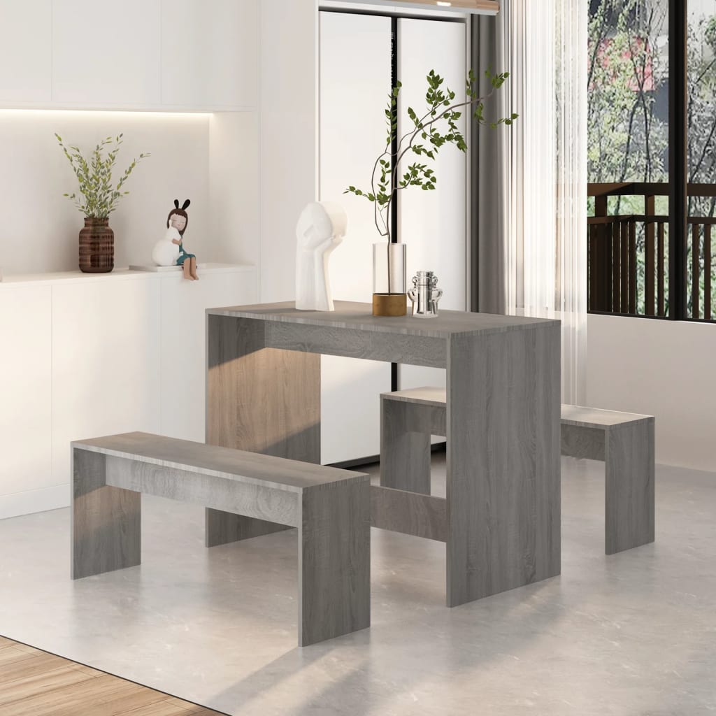 3 Piece Dining Set Grey Sonoma Engineered Wood - Newstart Furniture