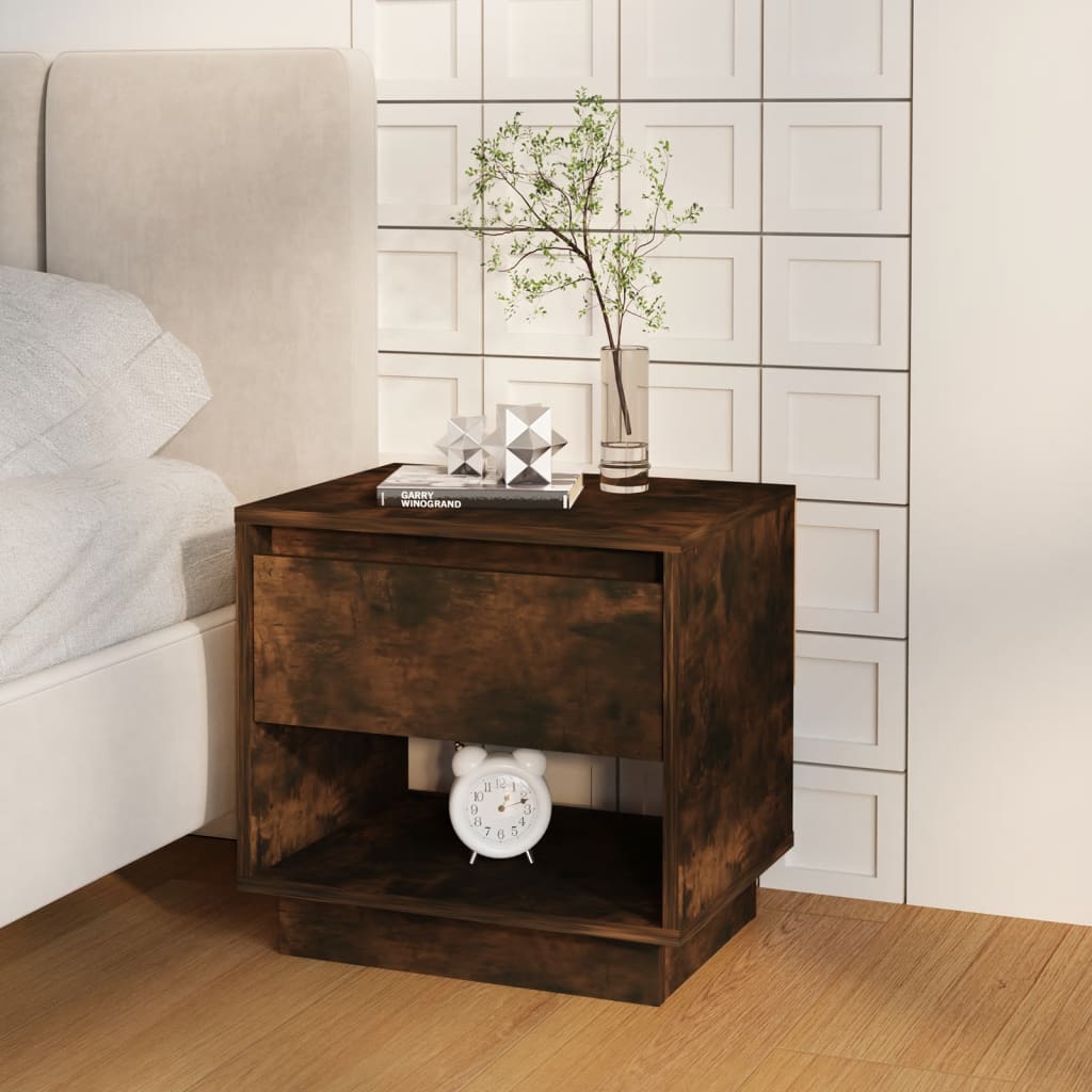Bedside Cabinet Smoked Oak 45x34x44 cm Engineered Wood - Newstart Furniture