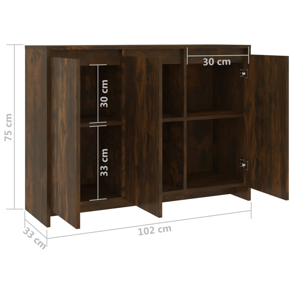 Sideboard Smoked Oak 102x33x75 cm Engineered Wood - Newstart Furniture