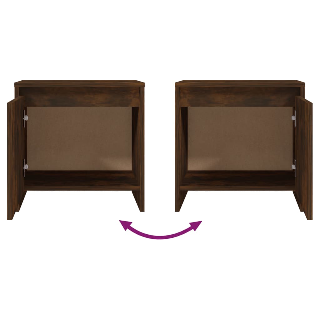 Bedside Cabinets 2 pcs Smoked Oak 45x34x44.5 cm Engineered Wood - Newstart Furniture