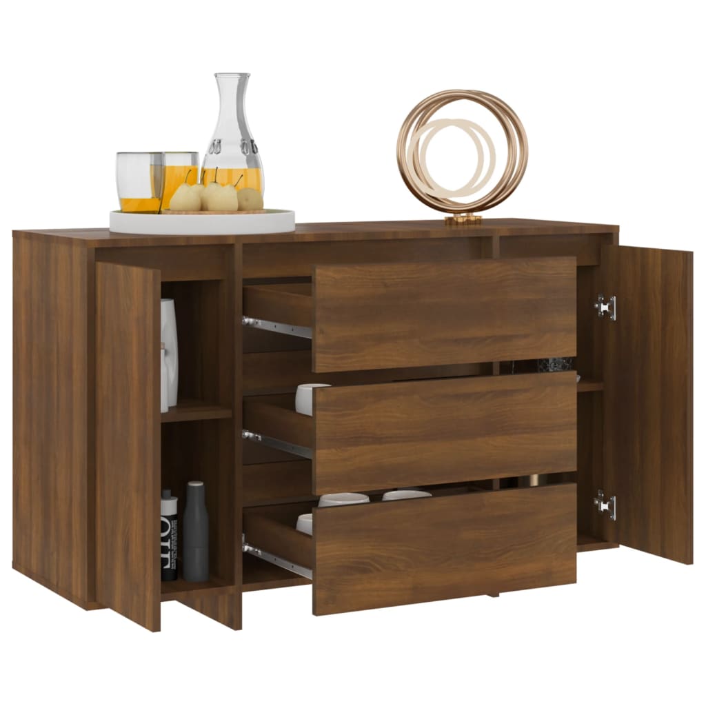 Sideboard with 3 Drawers Brown Oak 120x41x75 cm Engineered Wood - Newstart Furniture