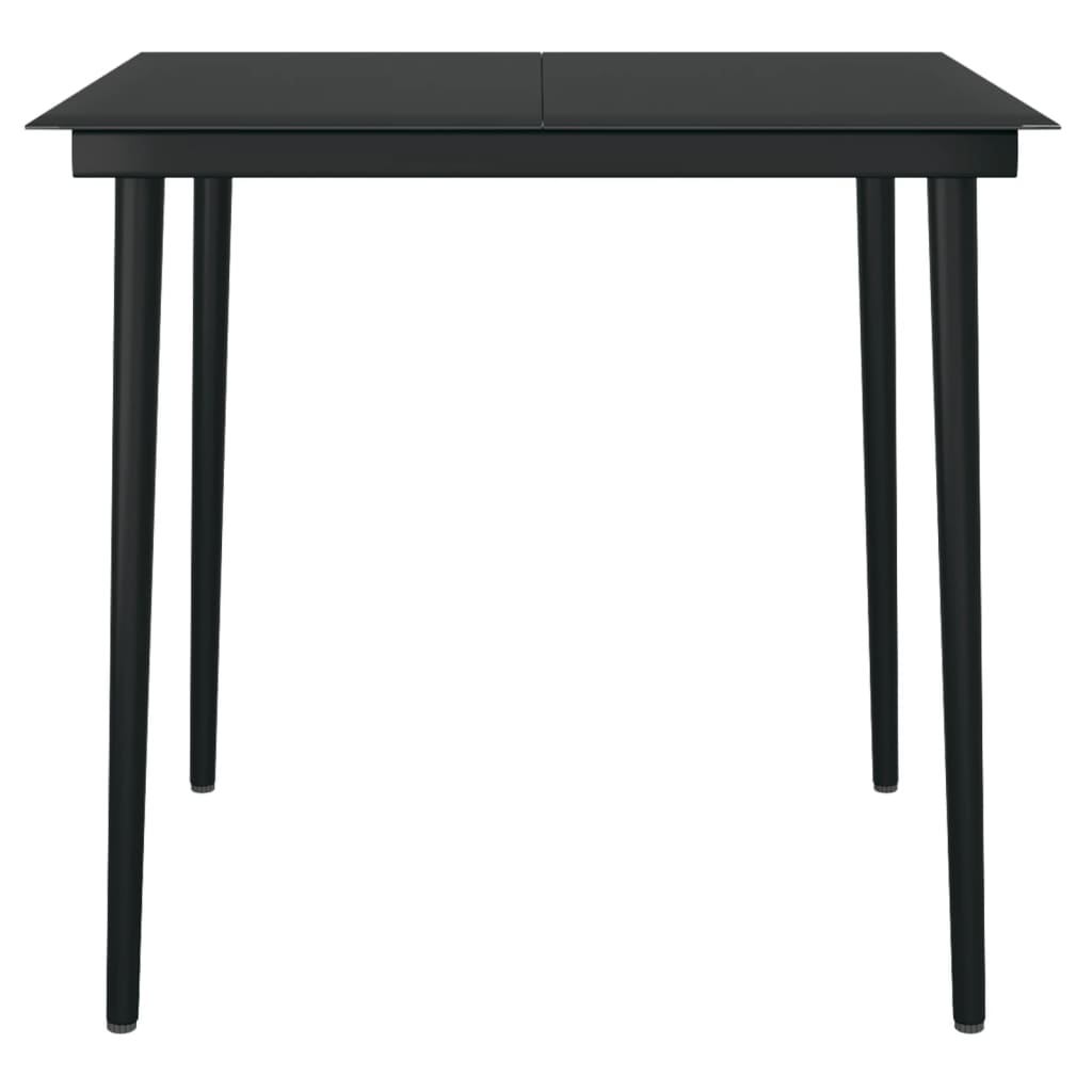 Garden Dining Table Black 80x80x74 cm Steel and Glass - Newstart Furniture