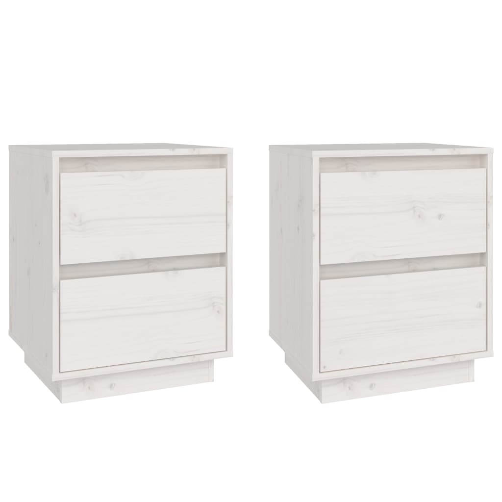 Bedside Cabinets 2 pcs White 40x35x50 cm Solid Wood Pine - Newstart Furniture