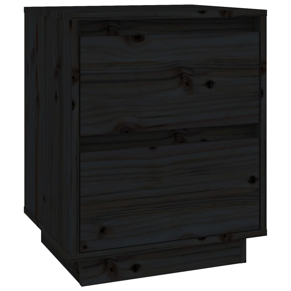 Bedside Cabinet Black 40x35x50 cm Solid Wood Pine - Newstart Furniture