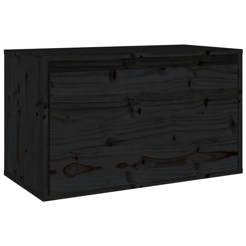 Wall Cabinet Black 60x30x35 cm Solid Wood Pine - Newstart Furniture