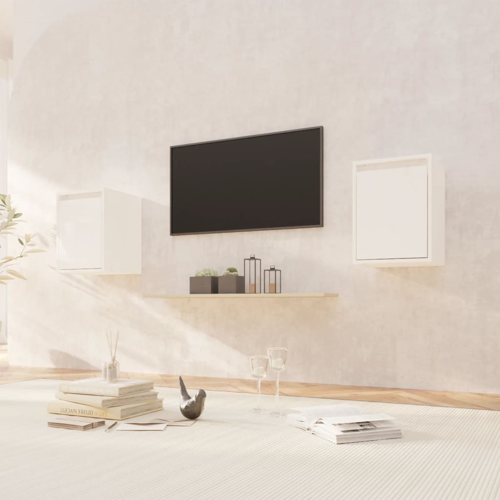 Wall Cabinets 2pcs White 30x30x40 cm Solid Wood Pine - Newstart Furniture
