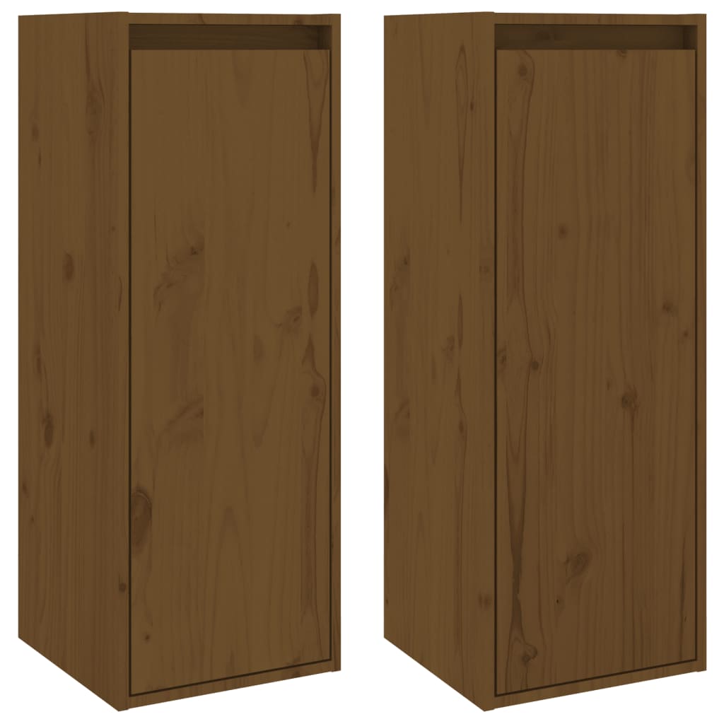 Wall Cabinets 2 pcs Honey Brown 30x30x80 cm Solid Wood Pine - Newstart Furniture