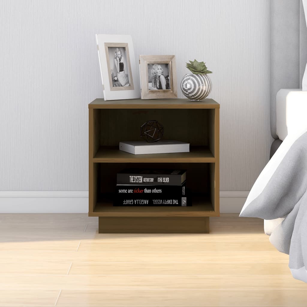 Bedside Cabinet Honey Brown 40x34x40 cm Solid Wood Pine - Newstart Furniture